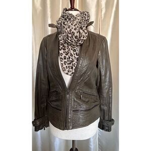 Bernardo Women's Dark Olive Green  Leather Jacket SP EUC